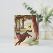 tekening: Red Riding Hood en de Wolf Briefkaart (Staand voorkant)