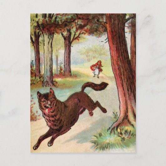 tekening: Red Riding Hood en de Wolf Briefkaart (Voorkant)