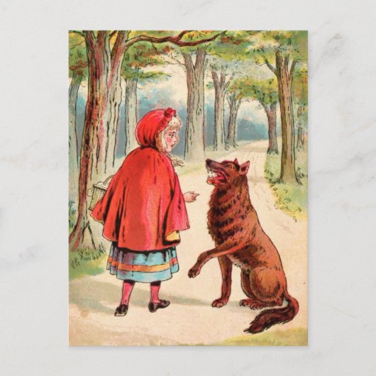  tekening: Red Riding Hood en de Wolf Briefkaart (Voorkant)