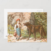  tekening: Red Riding Hood en de Wolf Briefkaart (Voorkant / Achterkant)