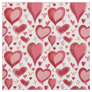 Tekening rood en roze harten stof