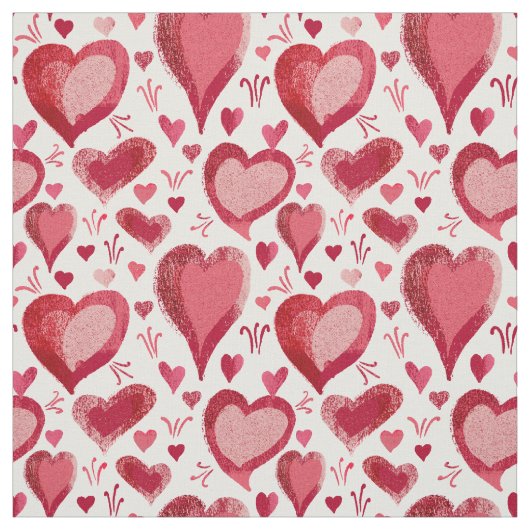 Tekening rood en roze harten stof (Swatch)