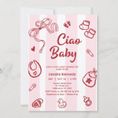 Tekening Rood Roze Baby Items Ciao Baby Baby showe Kaart (Voorkant)