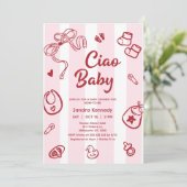 Tekening Rood Roze Baby Items Ciao Baby Baby showe Kaart (Staand voorkant)
