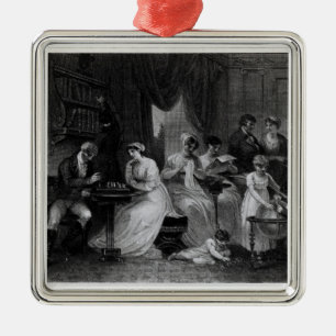 Tekening Room Scene, van 'The Social Day' door Pet Metalen Ornament