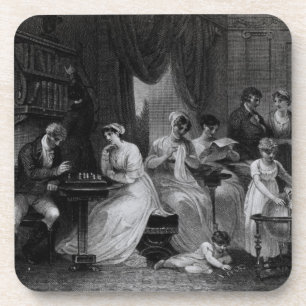 Tekening Room Scene, van 'The Social Day' door Pet Onderzetter