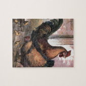  tekening: Rooster en Hen Legpuzzel (Horizontaal)