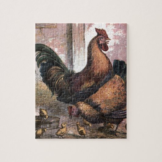 tekening: Rooster en Hen Legpuzzel (Verticaal)