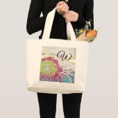 tekening roze gele zeeslag grote tote bag (Voorkant (product))