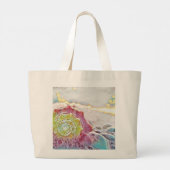 tekening roze gele zeeslag grote tote bag (Achterkant)