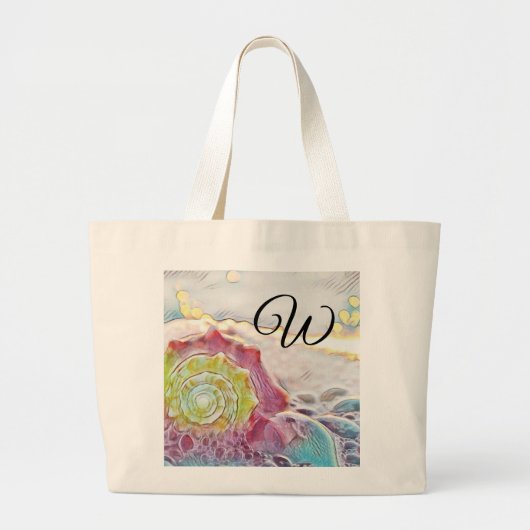 tekening roze gele zeeslag grote tote bag (Voorkant)
