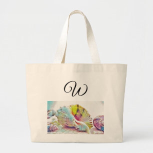 tekening roze gele zeeslag grote tote bag