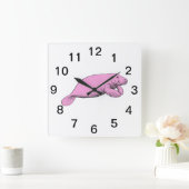  tekening roze vierkante klok (Huis)