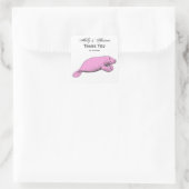 tekening roze vierkante sticker (Tas)
