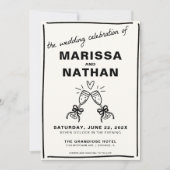 Tekening samen Champagne foto bruiloft uitnodiging (Voorkant)