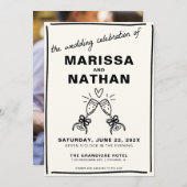 Tekening samen Champagne foto bruiloft uitnodiging (Voorkant / Achterkant)