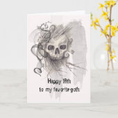 Tekening schedelpotlood 18e verjaardagskaart kaart (Gele Bloem)