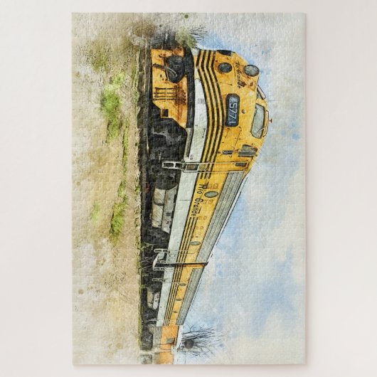 Tekening/Schets van een Diesellocomotief/Trein Legpuzzel (Verticaal)