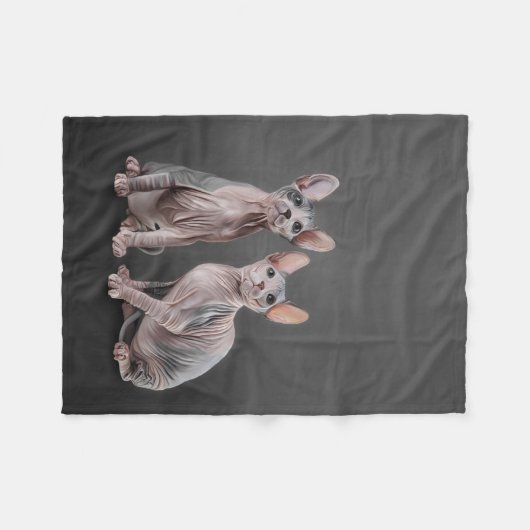 Tekening Sphynx kitten Fleece Deken (Voorkant (Horizontaal))