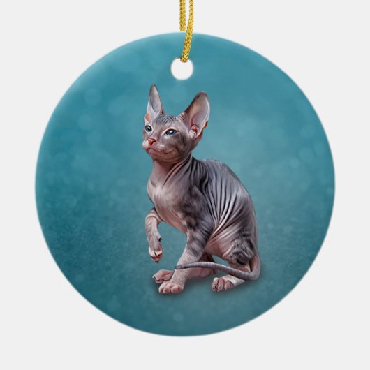 Tekening Sphynx kitten Keramisch Ornament (Voorkant)