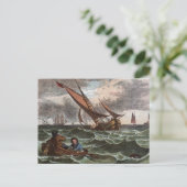  tekening: Storm op Zee Briefkaart (Staand voorkant)