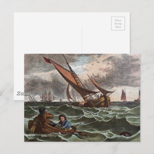  tekening: Storm op Zee Briefkaart (Voorkant / Achterkant)