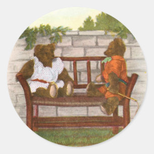 tekening: Teddy Bears op een bank Ronde Sticker