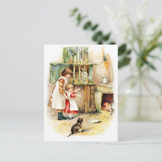  tekening: The Rabbit Hutch Briefkaart (Staand voorkant)