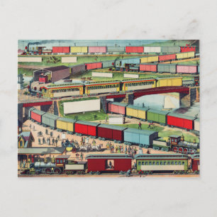 Tekening  treinstation briefkaart