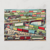 Tekening treinstation briefkaart (Voorkant)