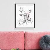 Tekening, twee clowns bewaken T.N.T Canvas Afdruk (Insitu (Woonkamer))