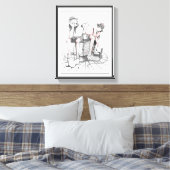 Tekening, twee clowns bewaken T.N.T Canvas Afdruk (Insitu (Slaapkamer))