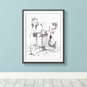 Tekening, twee clowns bewaken T.N.T Canvas Afdruk (Insitu (Houten vloer))