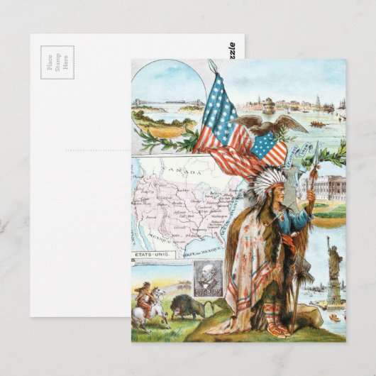  tekening: US Collage Briefkaart (Voorkant / Achterkant)