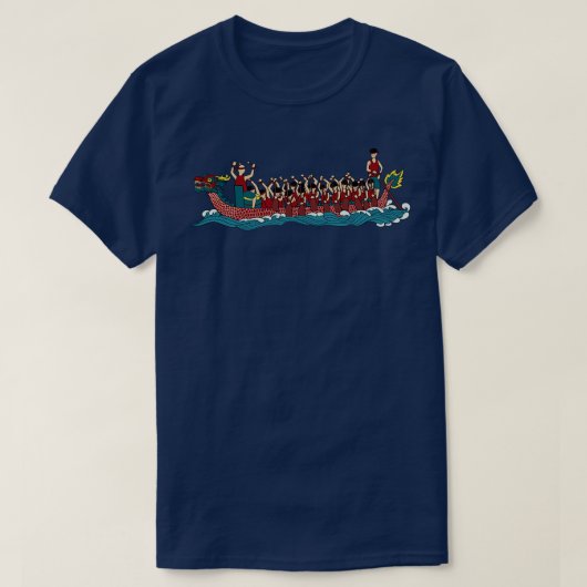 Tekening van 20 man drakenboot t-shirt (Design voorkant)