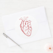 Tekening van anatomie van het menselijk hart ronde sticker (Envelop)
