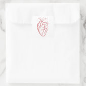 Tekening van anatomie van het menselijk hart vierkante sticker (Tas)