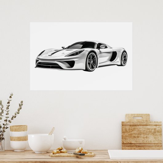 Tekening van auto's II Poster (Keuken)