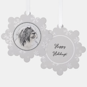 Tekening van Baardcollie - Mooie originele honden  Ornament Kaart