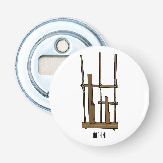 Tekening van de angklung-cartoon button flesopener (Voorkant)