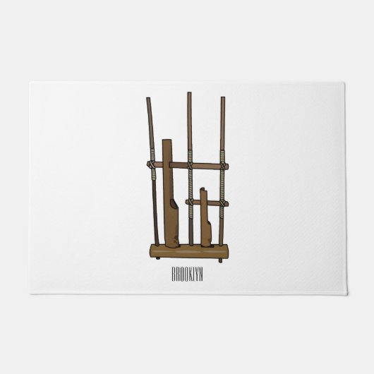 Tekening van de angklung-cartoon deurmat (Voorkant)