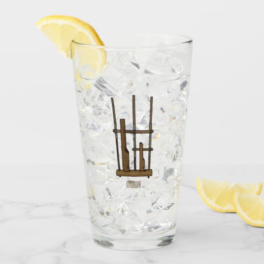 Tekening van de angklung-cartoon glas (Voorkant ijs)