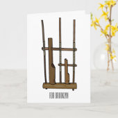 Tekening van de angklung-cartoon kaart (Gele Bloem)