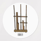 Tekening van de angklung-cartoon labels (Design 1)