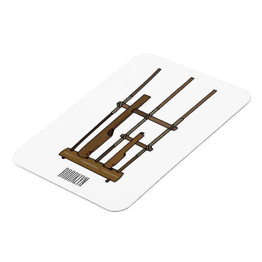 Tekening van de angklung-cartoon magneet (Linkerzijde)