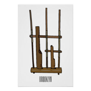 Tekening van de angklung-cartoon perfect poster
