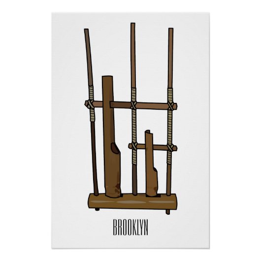Tekening van de angklung-cartoon perfect poster (Voorkant)