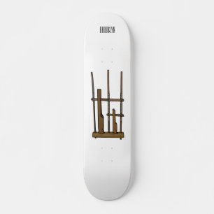 Tekening van de angklung-cartoon persoonlijk skateboard