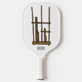 Tekening van de angklung-cartoon pickleball paddle (Achterkant)