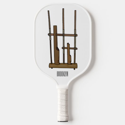 Tekening van de angklung-cartoon pickleball paddle (Voorkant)